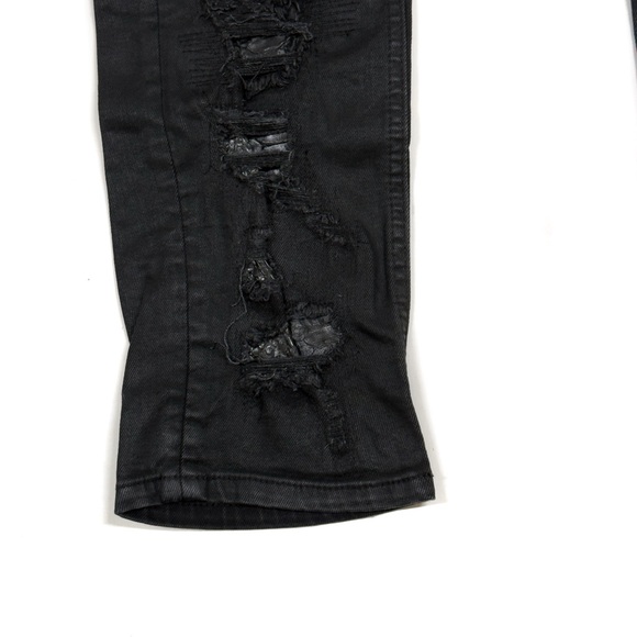 Philipp Plein Jean Super Straight Cut 31/32 (tag 31) Designer Distress- Black - Picture 11 of 12